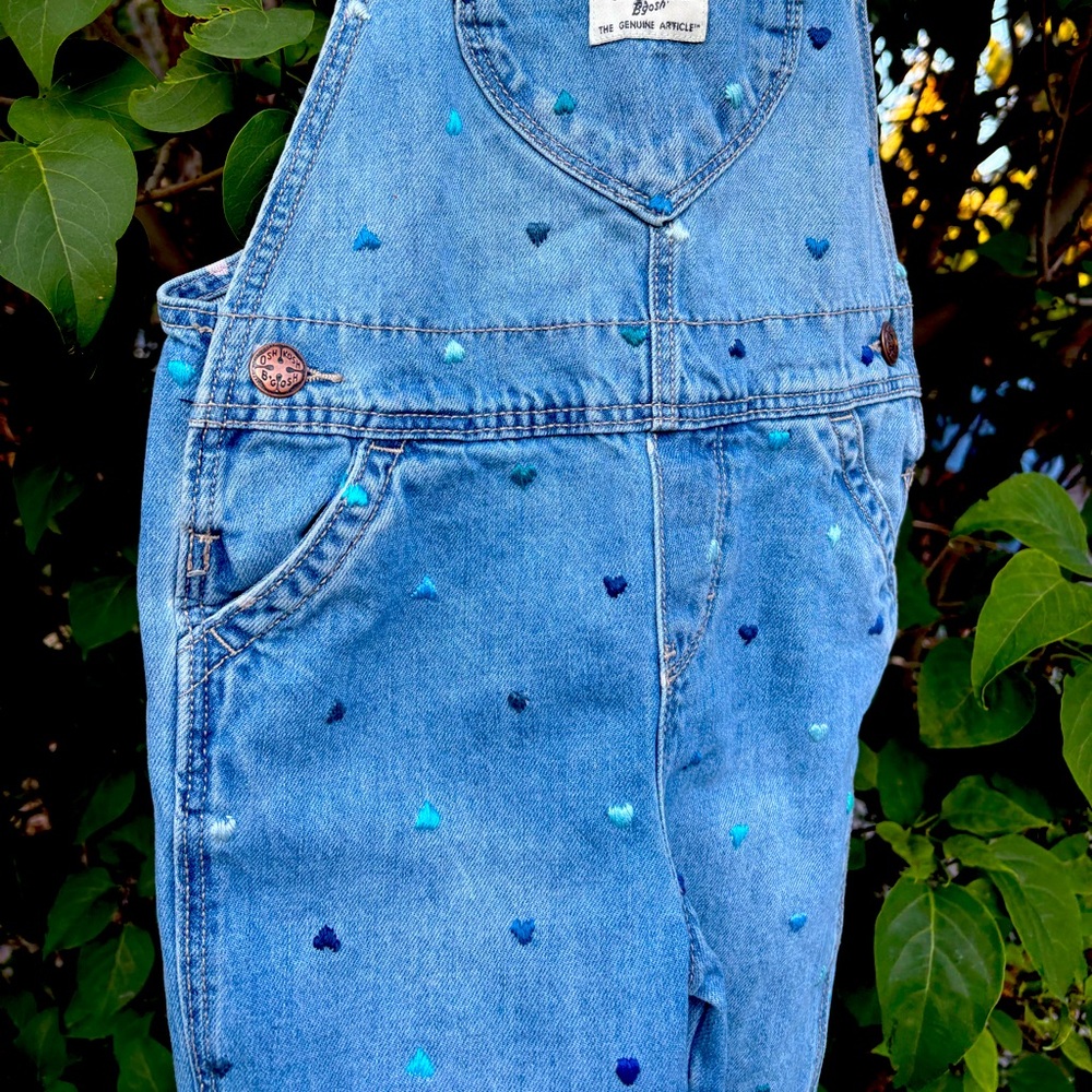 OshKosh B'gosh Denim Overalls with Hand embroidered Heart Details - Picture 1 of 12